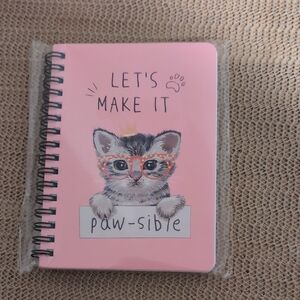 Pink Cat Spiral Notebook/Journal Small New
